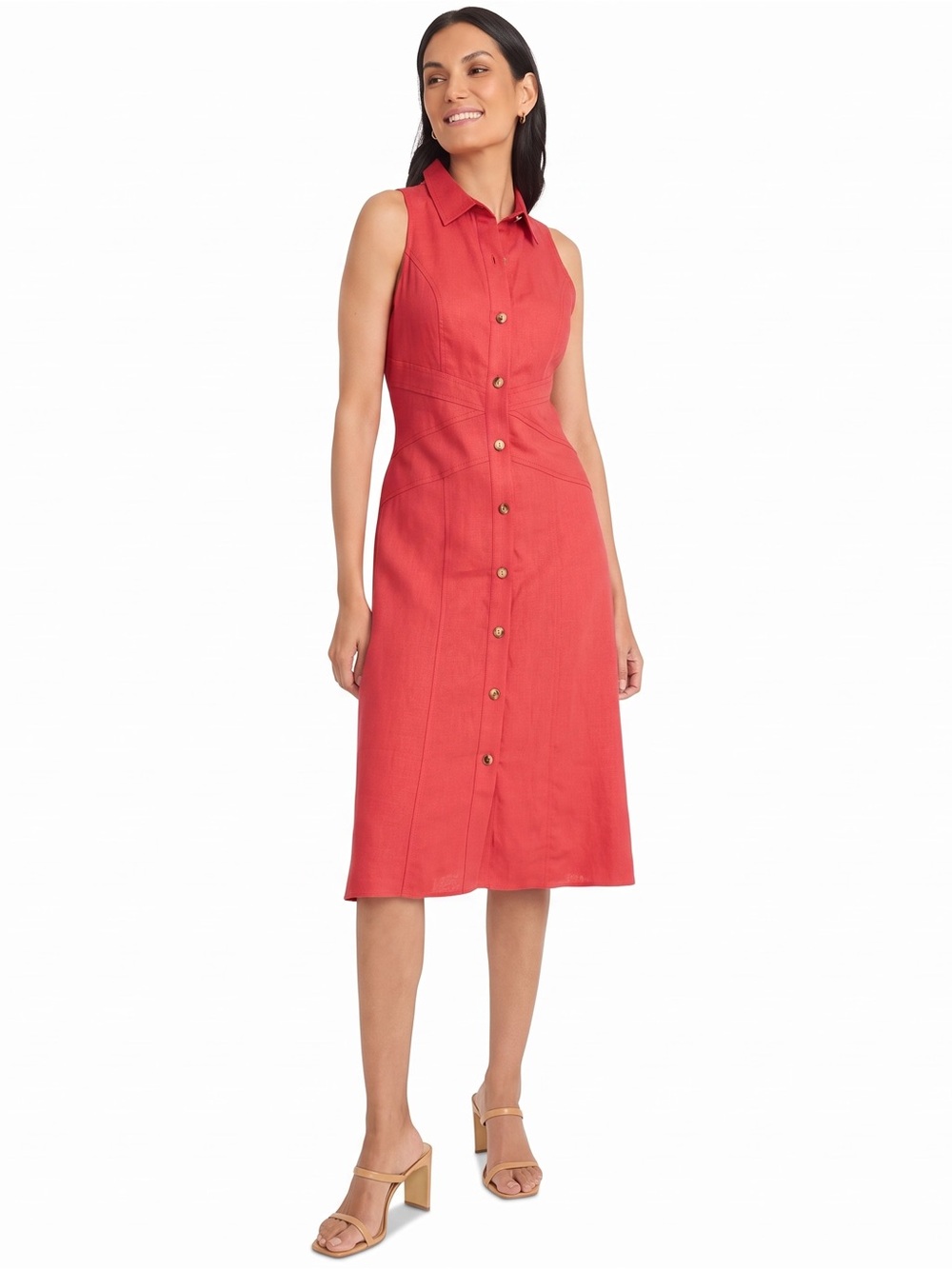 NWT Maggy London Women's Collared Sleeveless Button-Front Dress 12
